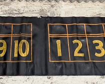 Circa 1930s Hand Painted Oil Cloth 2-Up Gaming Gambilng Mat Numbered 1-10