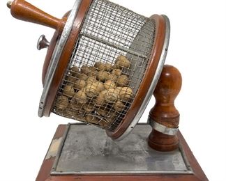Vintage Wooden Hand Crank Bingo Cage On Stand Krone-xxxbek & Co. Chicago With Markers And 2nd Set Of Wooden Ba