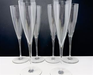Baccarat Crystal 9.25" Dom Perignon Champagne Flutes Set Of Six