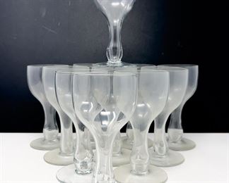 Antique Heisey Mon Ami #3351 Hollow Stem Crystal Champagne Set Of 11