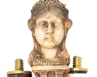Carved Head Of Queen Victoria Three-Piece Cane