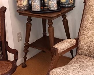 Victorian lamp  table, Pharmacy collectibles