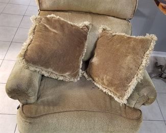 Golden Yellow Reclining Rotating Chair and pillow