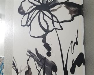 Black and White Hand Painted Large Canvas Painting