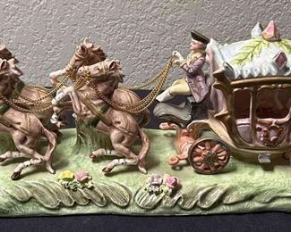 006 Capodimonte Porcelain Victorian Horse Carriage