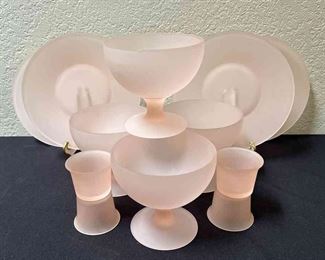 Frosted Pink Satin Glass Collection