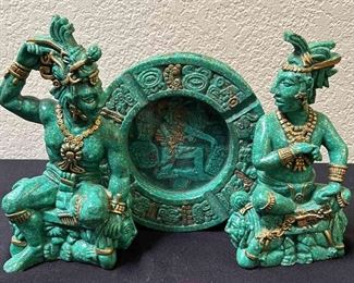 Green Aztec Warrior Statutes Ashtray