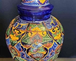 Mexican Talavera Style Pot With Lid 