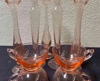 Pink Bud Vases Heisey Pink Glass Cups 