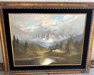 Signed Landscape Painting On Canvas