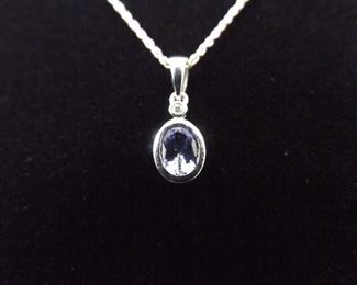 .925 Sterling Silver Diamond Accented Amethyst Pendant Necklace
