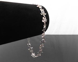 .925 Sterling Silver Turtle Flower Crystal Bracelet
