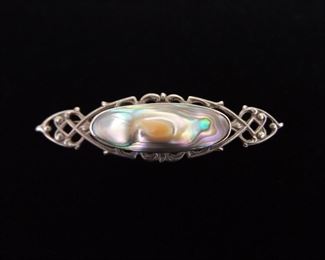 .925 Sterling Silver Mother of Pearl Brooch
