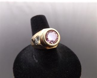 .925 Sterling Faceted Pink Sapphire Vermeil Ring Size 8
