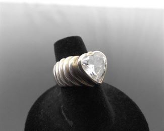 .925 Sterling Silver Zirconia Heart Ring Size 6
