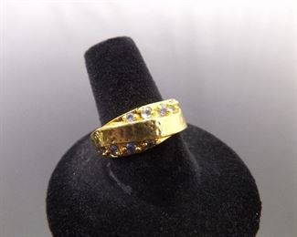 .925 Sterling Silver Vermeil Zirconia Ring Size 8
