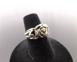 .925 Sterling Silver Rose Ring Size 5.5
