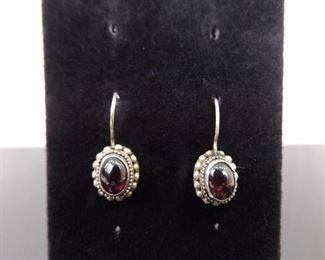 .925 Sterling Silver Amethyst Cabochon Hook Earrings
