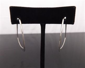 .925 Sterling Silver Hand Hammered Styled Hoop Hook Earrings
