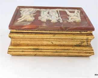 Incolay Stone Gold Florentine box 