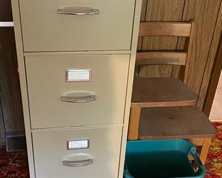 Filing Cabinets/Wooden School Desk