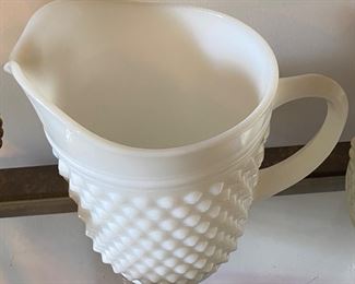 Milk Glass Hobnail Pitcher