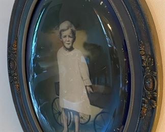 Gesso Framed Child with Wagon Photo