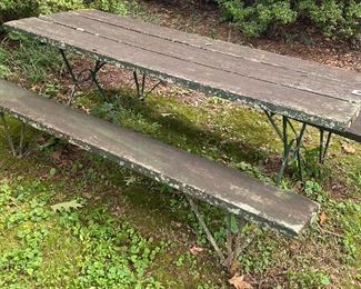 Wooden and Metal Picnic Bench