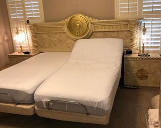Lacquered, king size headboard With electric mattresses