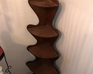 Vintage wood corner cabinet curio