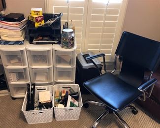 Office supplies and leather office chair
