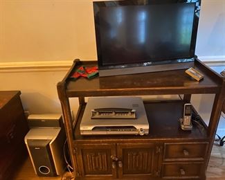 Old English (?) oak cart with linen fold carving