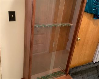 #7 Wood 8 Gun Cabinet w/sliding Glass Doors & 1 Drawer - 27x13x64 $75.00