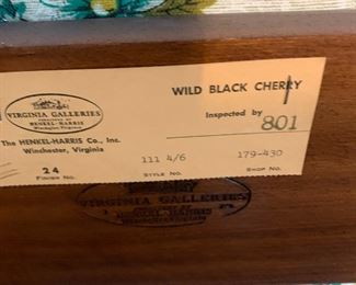 #11 Henkel Harris "Virginia Galleries" - Wild Black Solid Cherry - Full Size w/Mattress/boxsprings $350.00