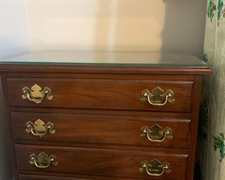 #12 Henkel Harris - Solid Wild Black Cherry - Bedside Table w/4 drawers w/glass protect top - 24x15x24 $250.00
#13 Henkel Harris - Solid Wild Black Cherry - Bedside Table w/4 drawers w/glass protect top - 24x15x24 $250.00