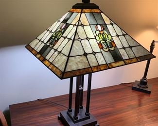 #28 Tiffany Style Lamp w/double Chain Pull - 26" Tall (oil Bronze Base) $125.00