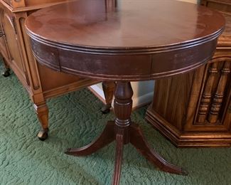 #33 Wood Antique Pedistal Table w/1 drawer - 24x27 (as is finish) $75.00