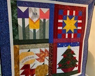 #39 Four Square Square Seasons Wall Quilt - Machine Quilted $50.00