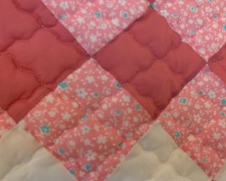 #42 Pink/scrappy Center Machine Quilted (polyeaster batting) Quilt - 86x70 $75.00