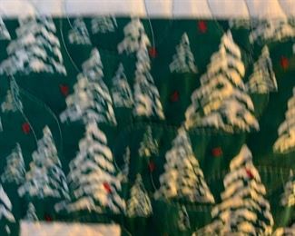 #45 Christmas Quilt w/flying Geese Machine Quilted - 62x72 $65.00