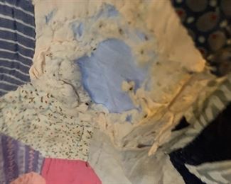 #47 Vintage 30's Style Hexagon Quilt - as is Holes on front & Back - 74x74 $40.00