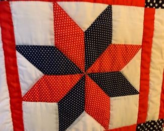 #49 Patriotic 8 point Star w/polyester Batting - 90x78 - Hand-quilted $75.00
