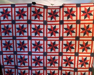 #49 Patriotic 8 point Star w/polyeaster Batting - 90x78 - Hand-quilted $75.00