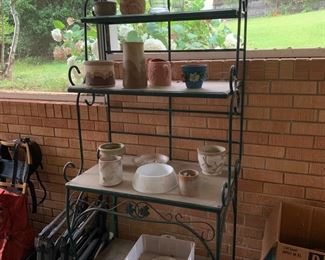 #70 Green Metal Bakers Rack w/4 Glass shelves - 31x18x70 $75.00