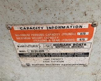 #73 Monarch Aluminum Canoe w/2 seats - 200" Long - capacity is 675 pounds $275.00