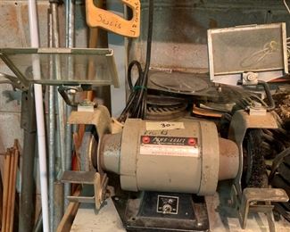 #84 Powr-kraft Montgomery Wards Bench Grinder - works $30.00