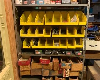 #93 Metal Shelving w/26 Yellow Plastic organizers & Wood organizers - 36x72x12 $125.00