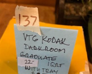 #137 VT6 Kodak Dark Room Graduate 1 qrt with tray and tongs (3) $22.00