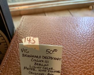 #145 Vtg. Bernhard Deltschaft Callux III Berlin Light Color Meter w/filters - Original Box & Manual $50.00