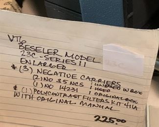 #147 Vtg. Beseler Model 23C 23C - Series II (3) Negative Carriers (2) no. 35NCS (1) Polycontrast Filters Kit 4IIA w/original Manual $225.00